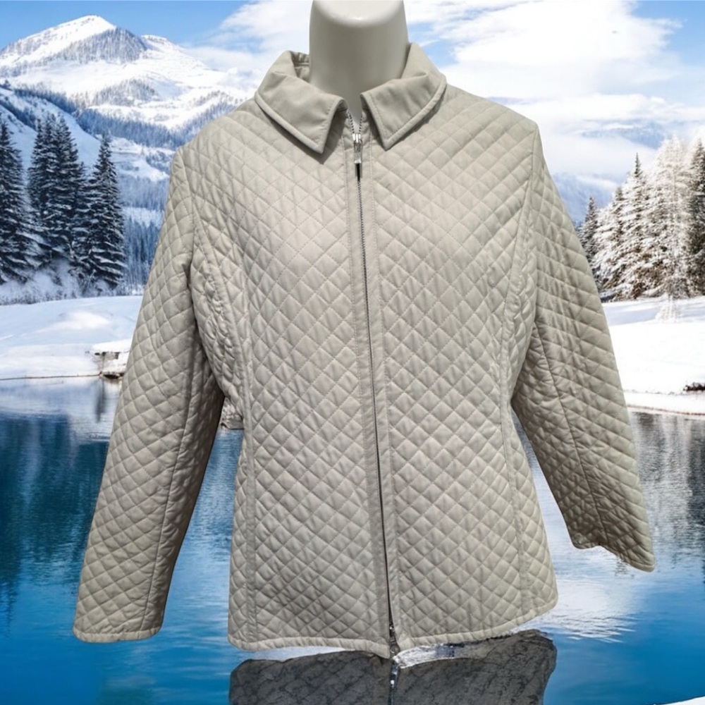 346 Brooks Brothers Light cream Quilted Women's Puffer Jacket size XS